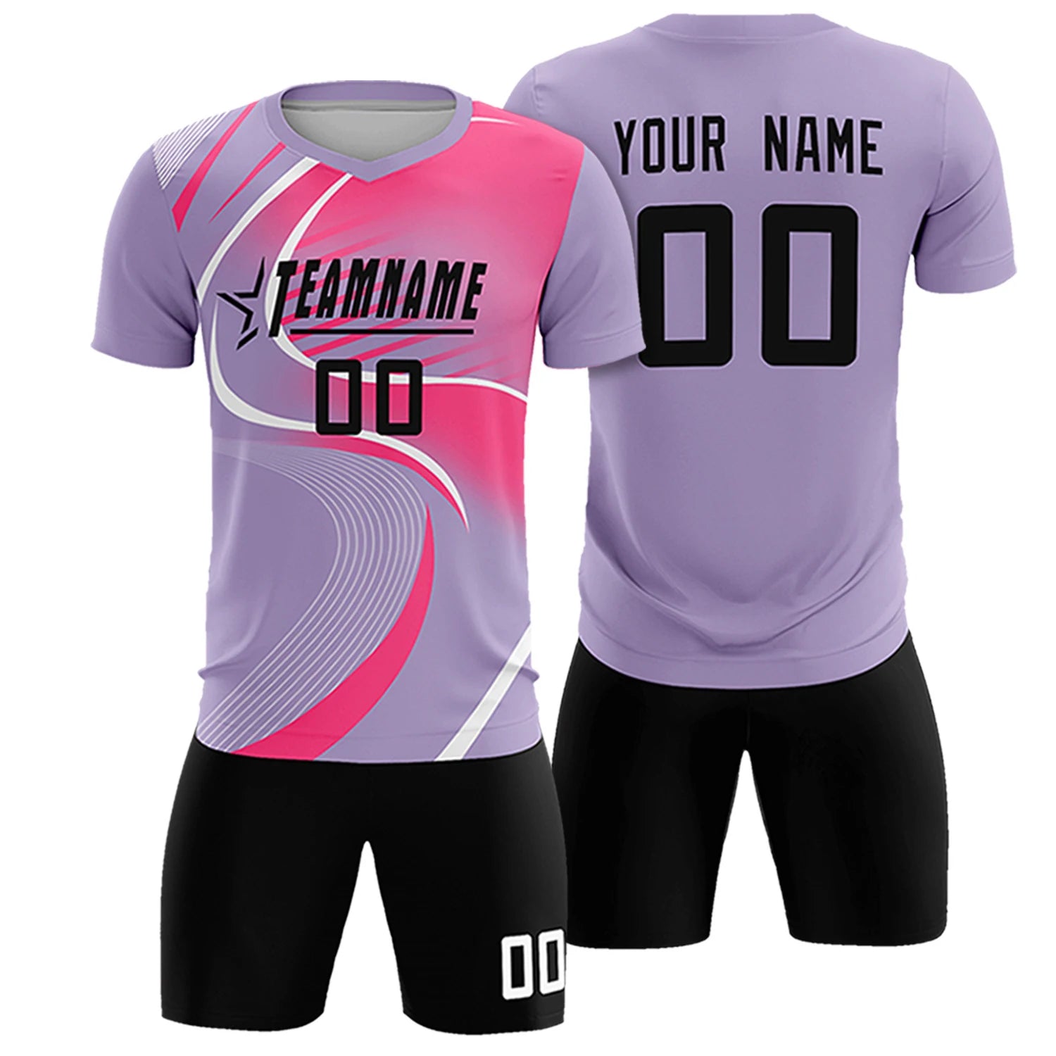 Custom Light Purple White-Pink Casual Printing Sportswear Soccer Sets Jersey