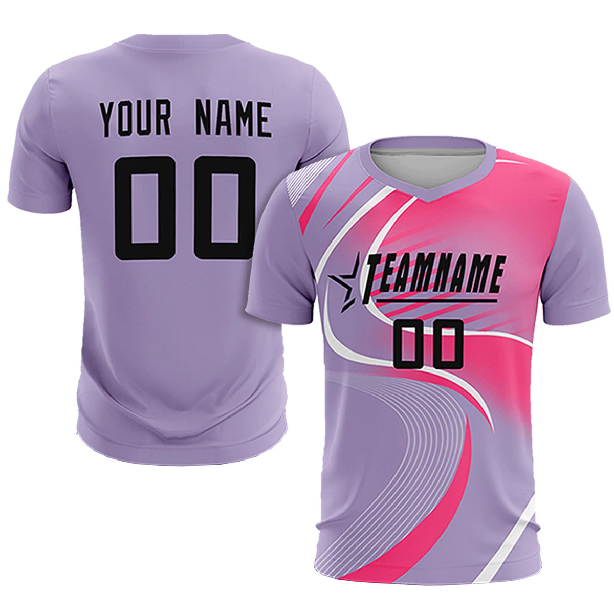 Custom Light Purple White-Pink Casual Printing Sportswear Soccer Sets Jersey