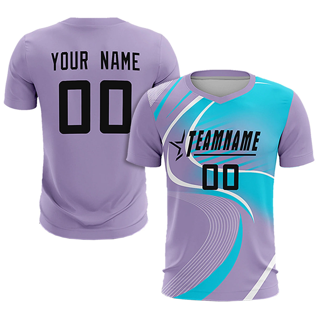 Custom Light Purple White-Sky Blue Casual Printing Sportswear Soccer Sets Jersey