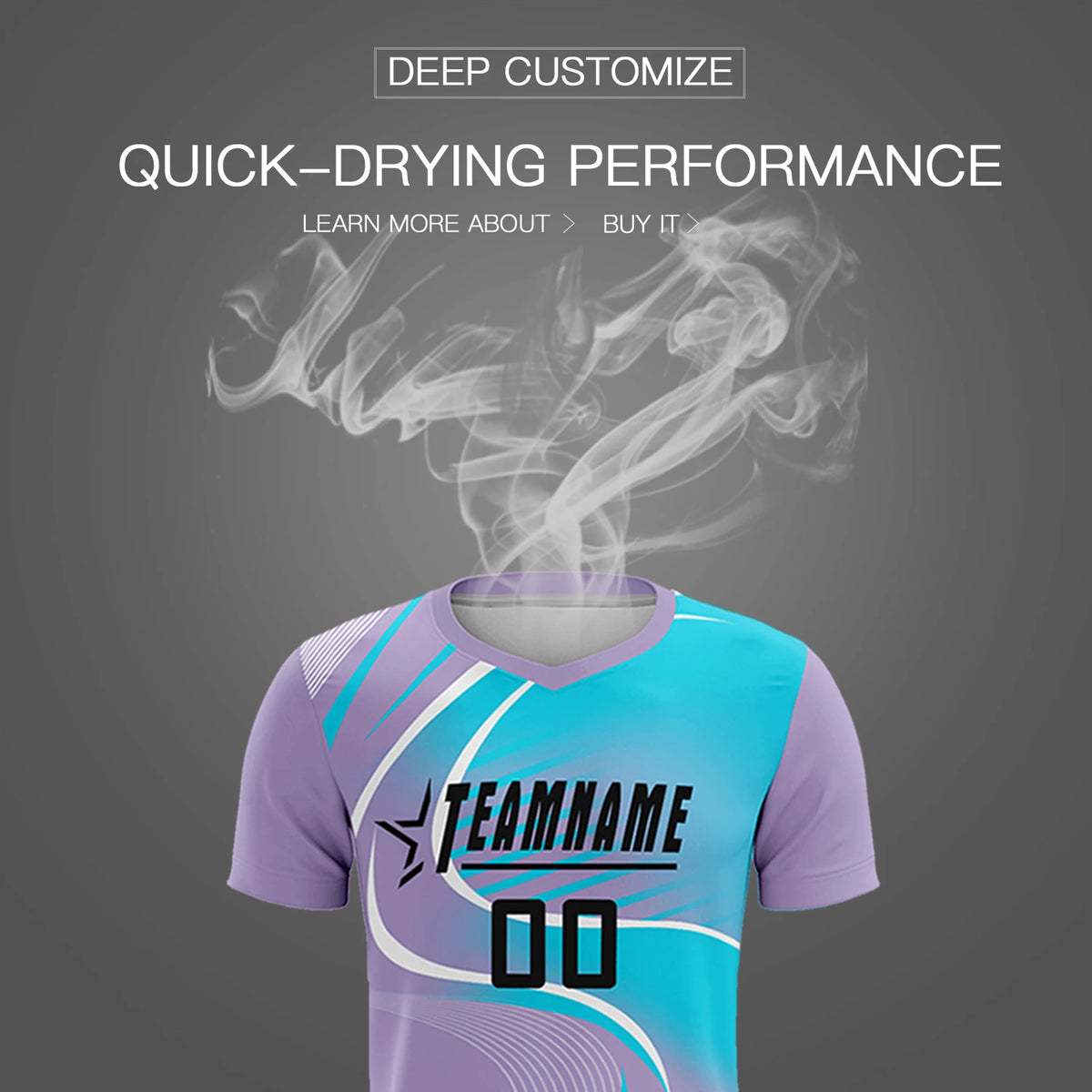 Custom Light Purple White-Sky Blue Casual Printing Sportswear Soccer Sets Jersey