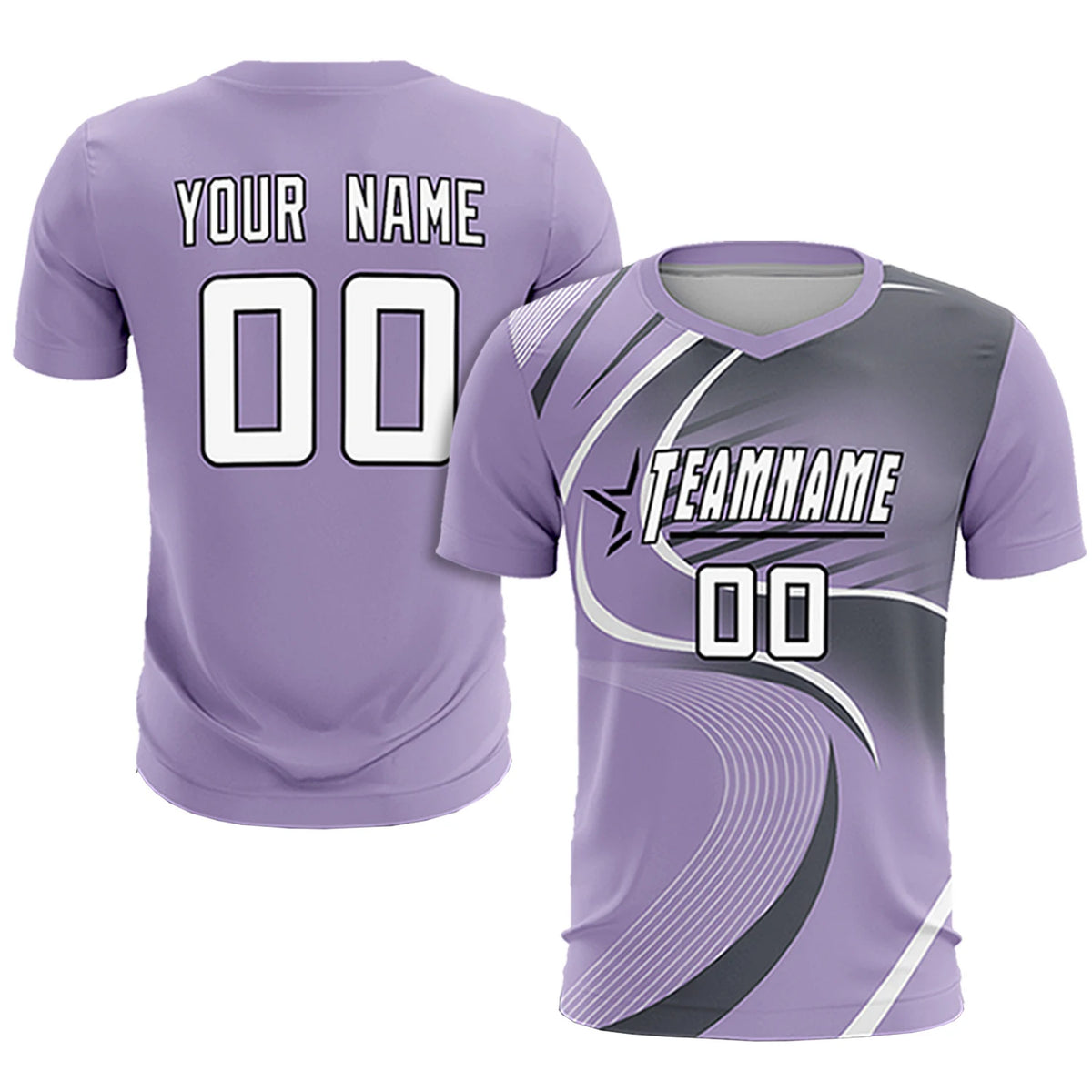 Custom Light Purple White-Gray Casual Printing Sportswear Soccer Sets Jersey
