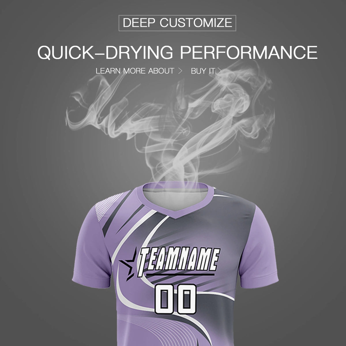 Custom Light Purple White-Gray Casual Printing Sportswear Soccer Sets Jersey