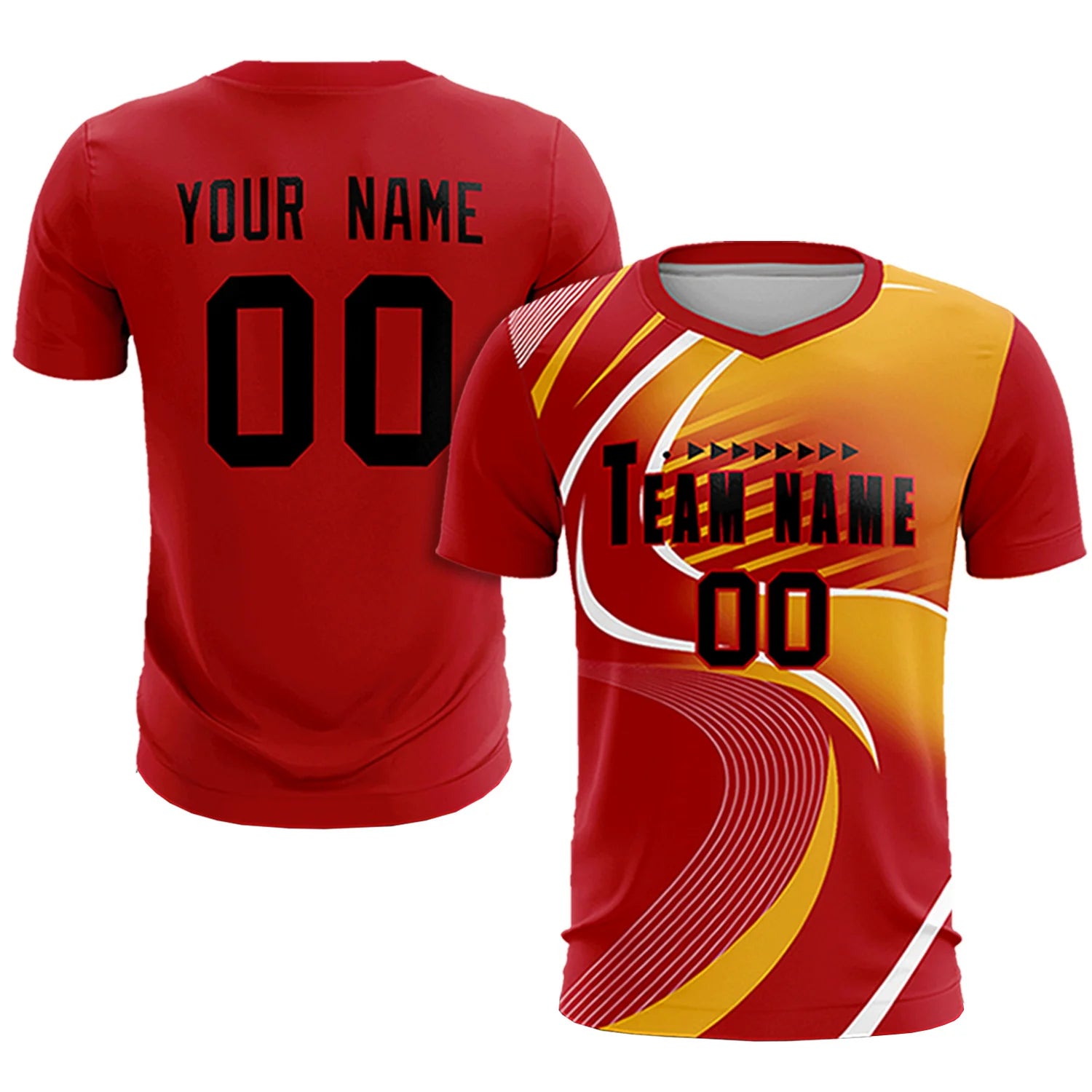 Custom Red White-Yellow Casual Printing Sportswear Soccer Sets Jersey