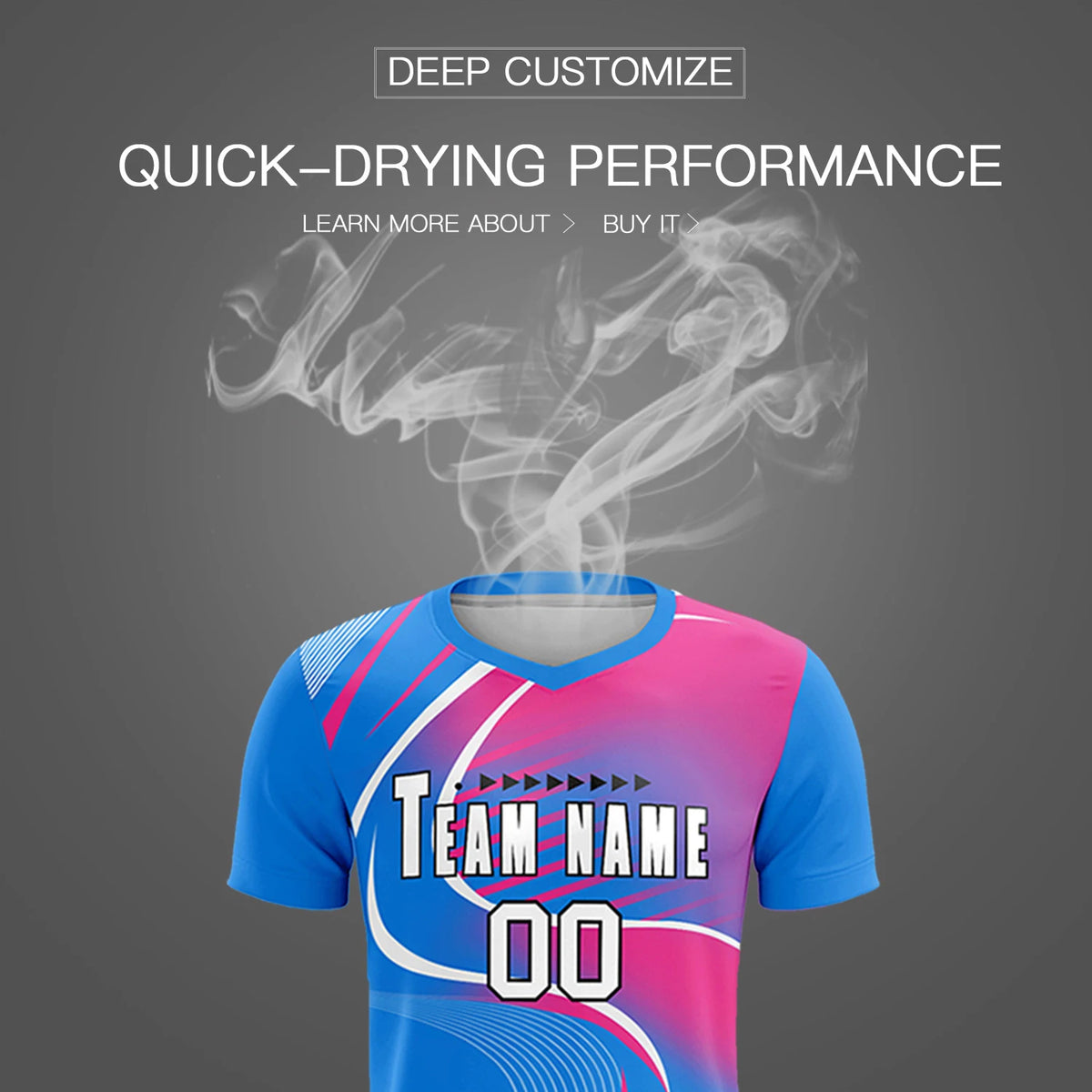 Custom Powder Blue White-Pink Casual Printing Sportswear Soccer Sets Jersey