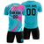 Custom Aqua White-Pink Casual Printing Sportswear Soccer Sets Jersey