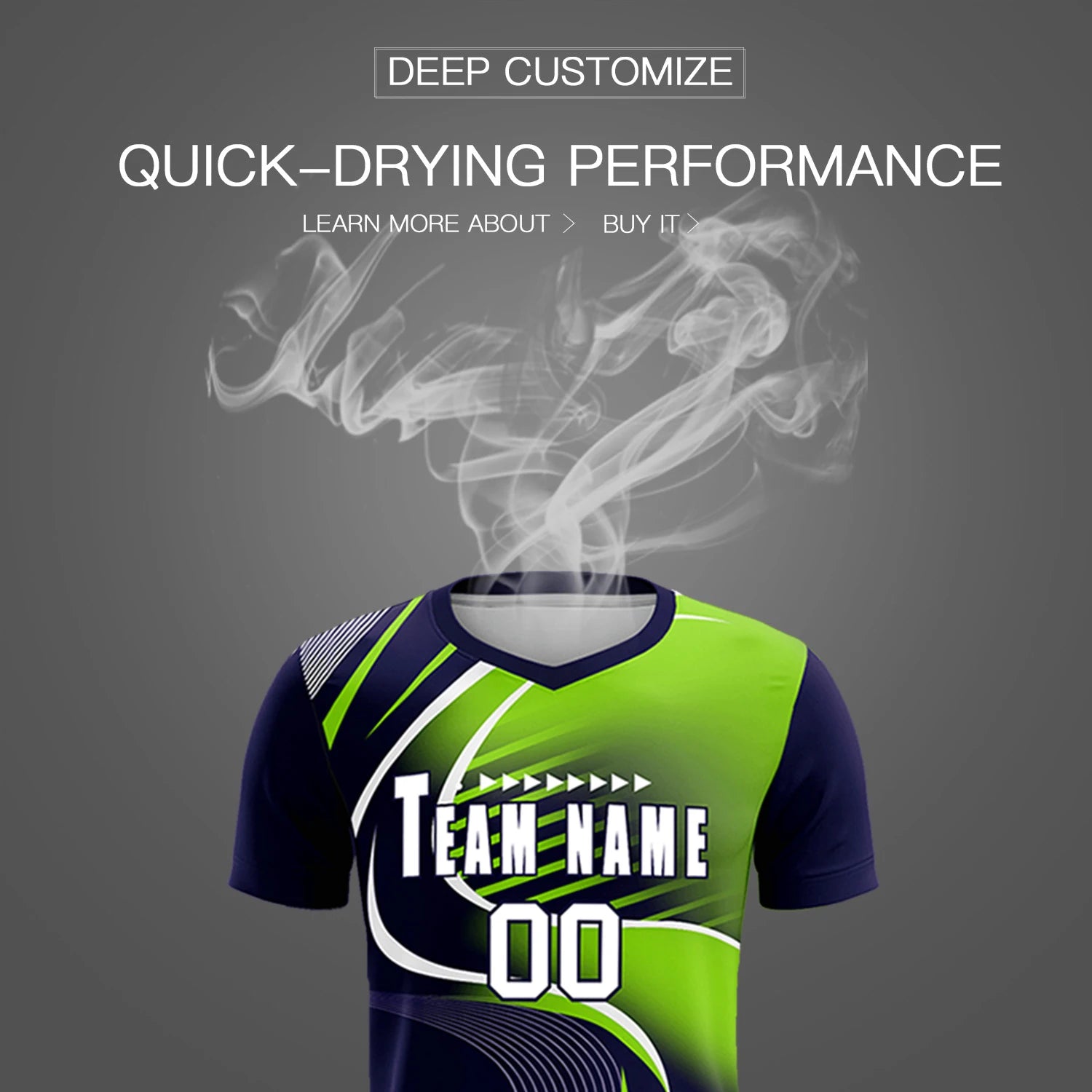 Custom Navy White-Neon Green Casual Printing Sportswear Soccer Sets Jersey