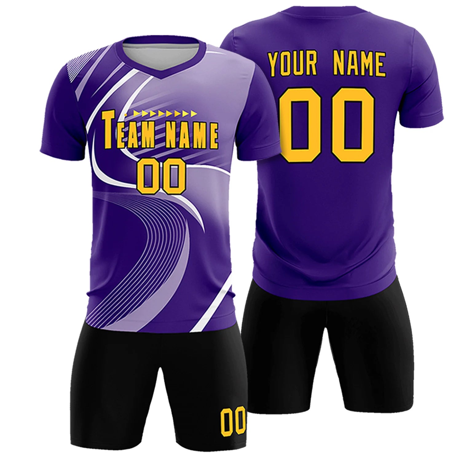 Custom Purple White-Light Purple Casual Printing Sportswear Soccer Sets Jersey