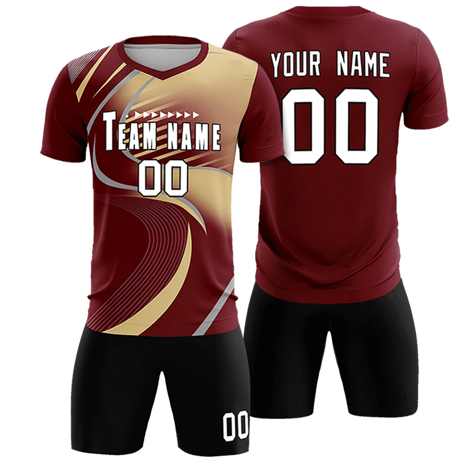 Custom Crimson Gray-Khaki Casual Printing Sportswear Soccer Sets Jersey