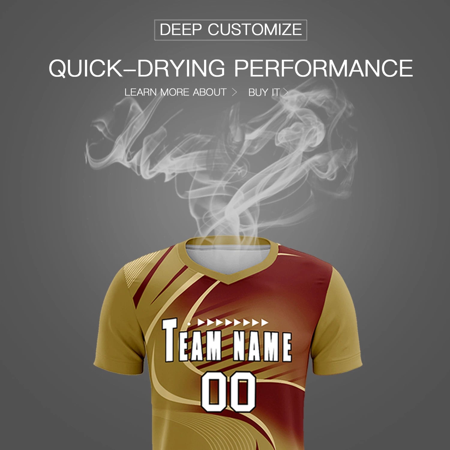 Custom Old Gold Khaki-Crimson Casual Printing Sportswear Soccer Sets Jersey