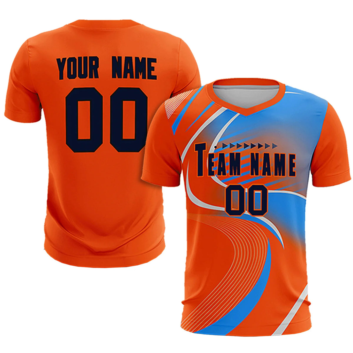 Custom Orange Gray-Light Blue Casual Printing Sportswear Soccer Sets Jersey