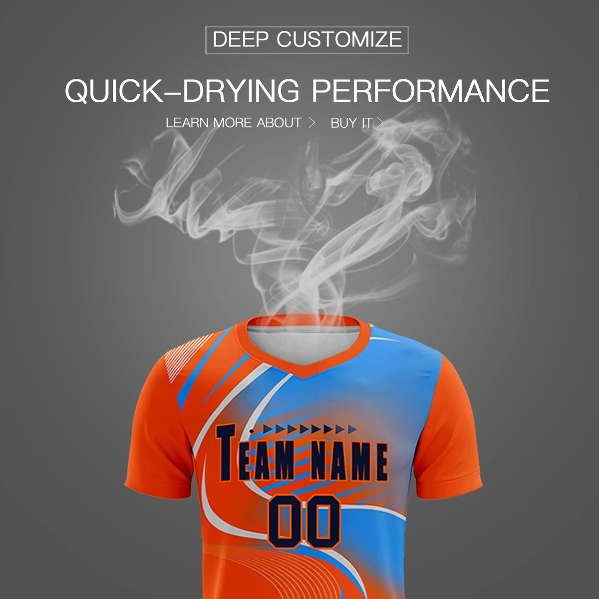 Custom Orange Gray-Light Blue Casual Printing Sportswear Soccer Sets Jersey