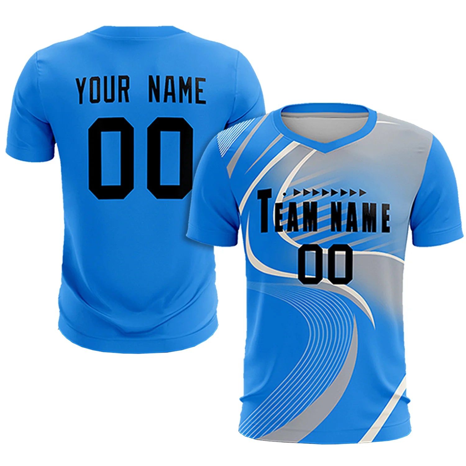 Custom Powder Blue White-Gray Casual Printing Sportswear Soccer Sets Jersey
