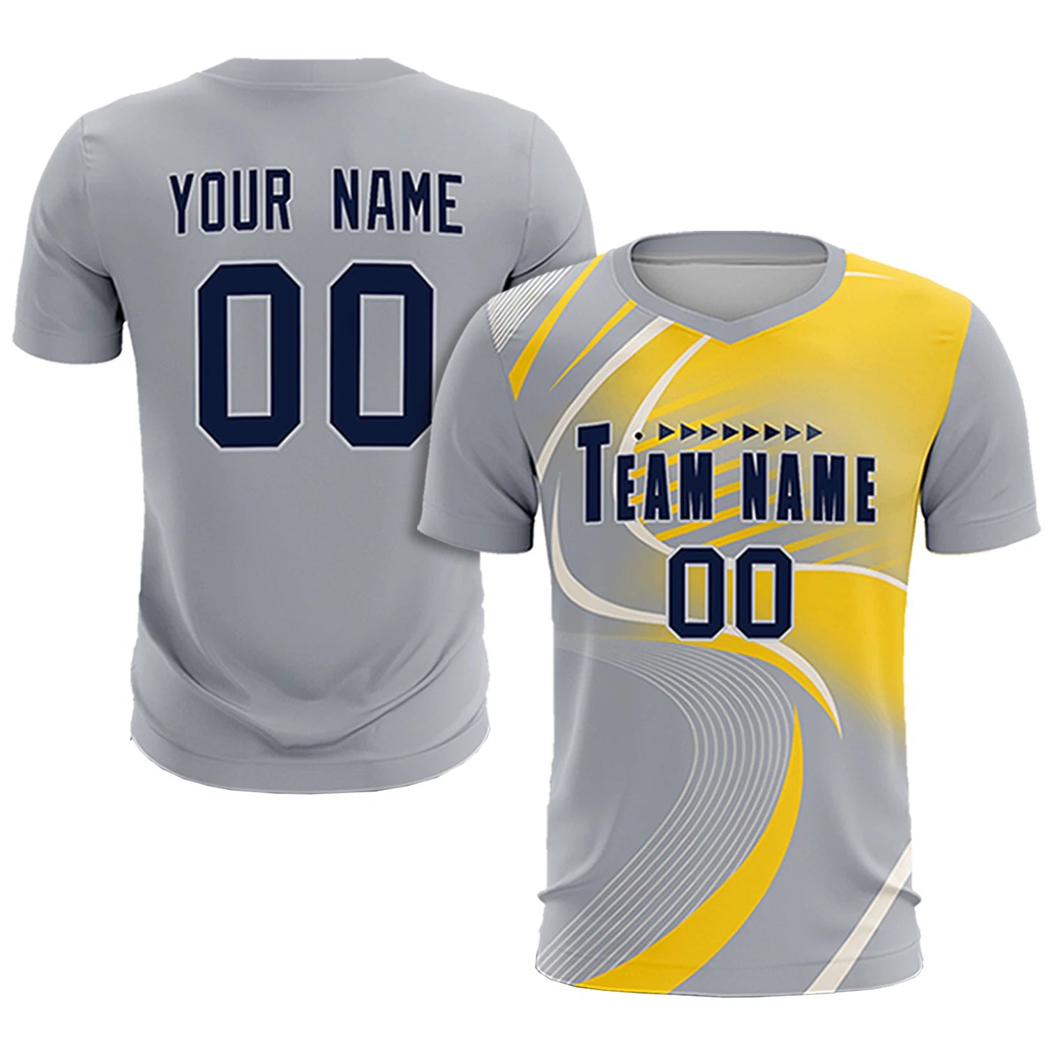 Custom Gray White-Gold01 Casual Printing Sportswear Soccer Sets Jersey