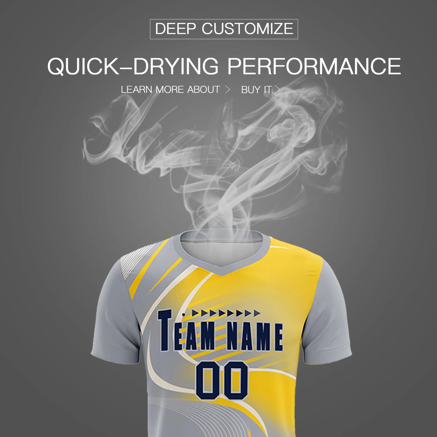 Custom Gray White-Gold01 Casual Printing Sportswear Soccer Sets Jersey