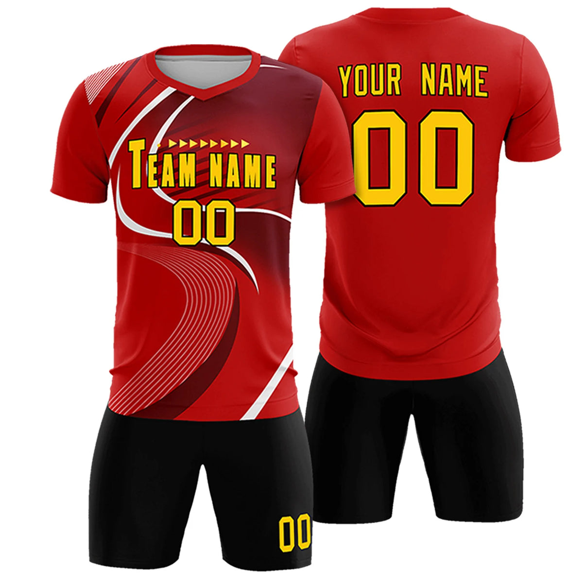 Custom Red White-Crimson Casual Printing Sportswear Soccer Sets Jersey