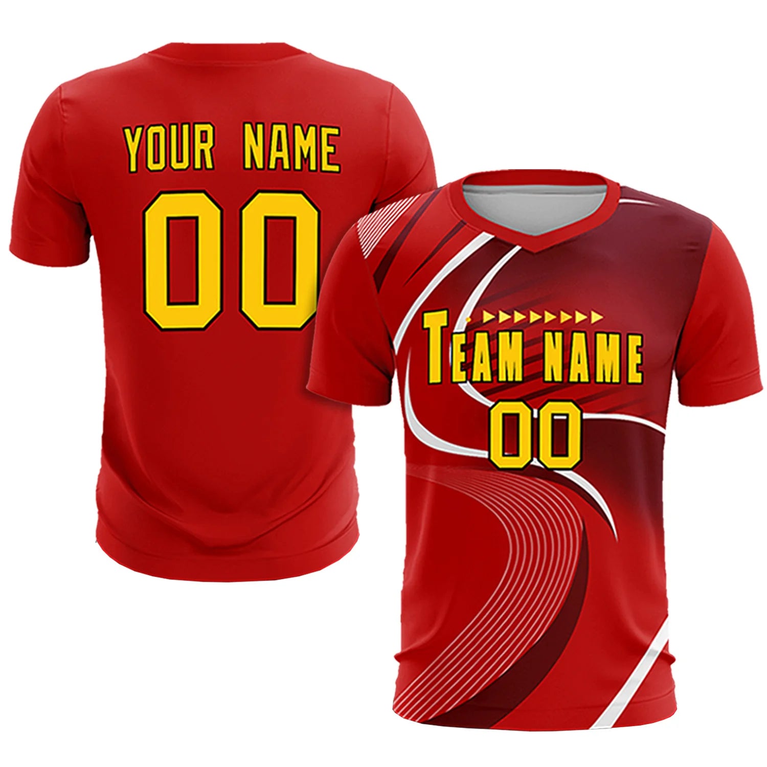 Custom Red White-Crimson Casual Printing Sportswear Soccer Sets Jersey