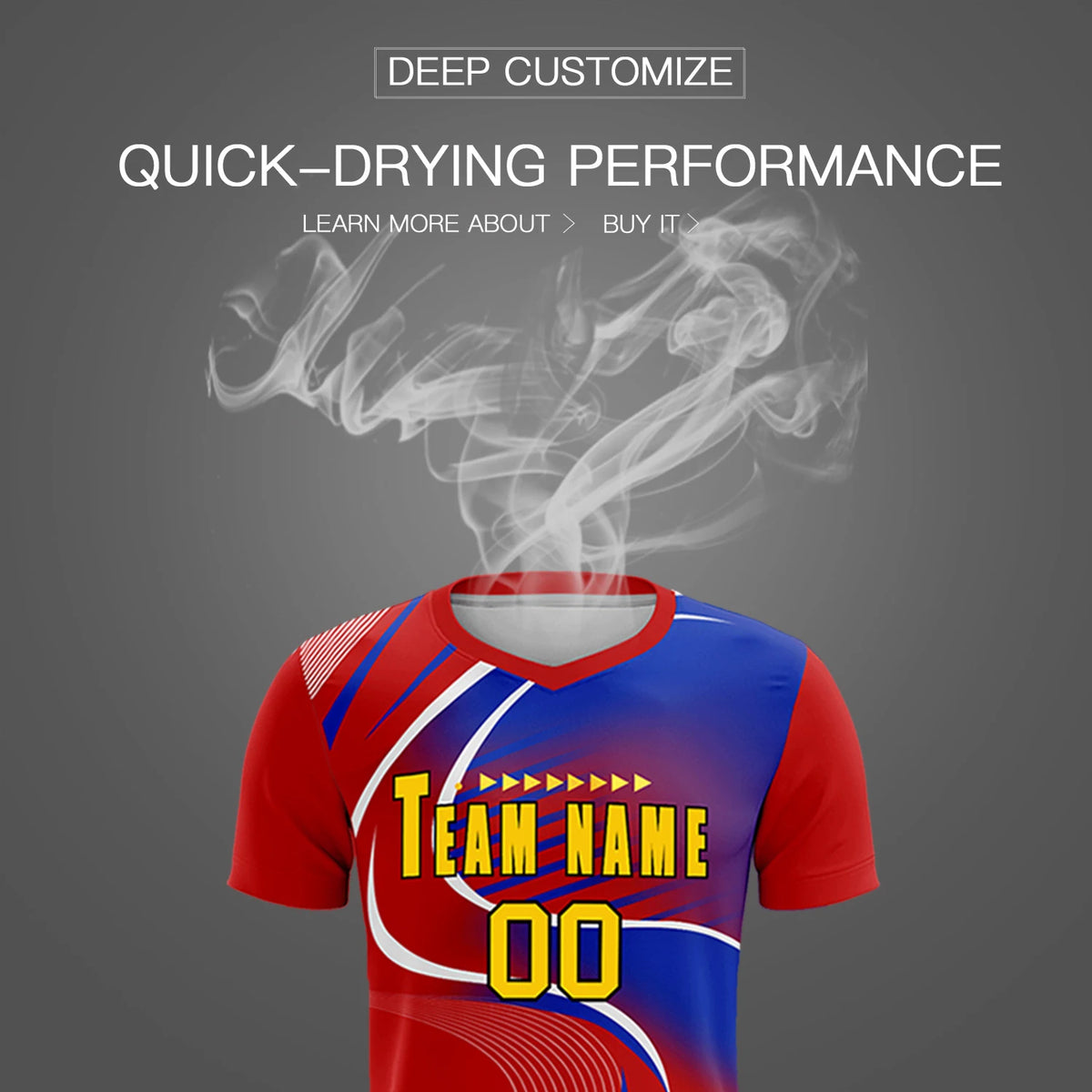 Custom Red White-Royal Blue Casual Printing Sportswear Soccer Sets Jersey