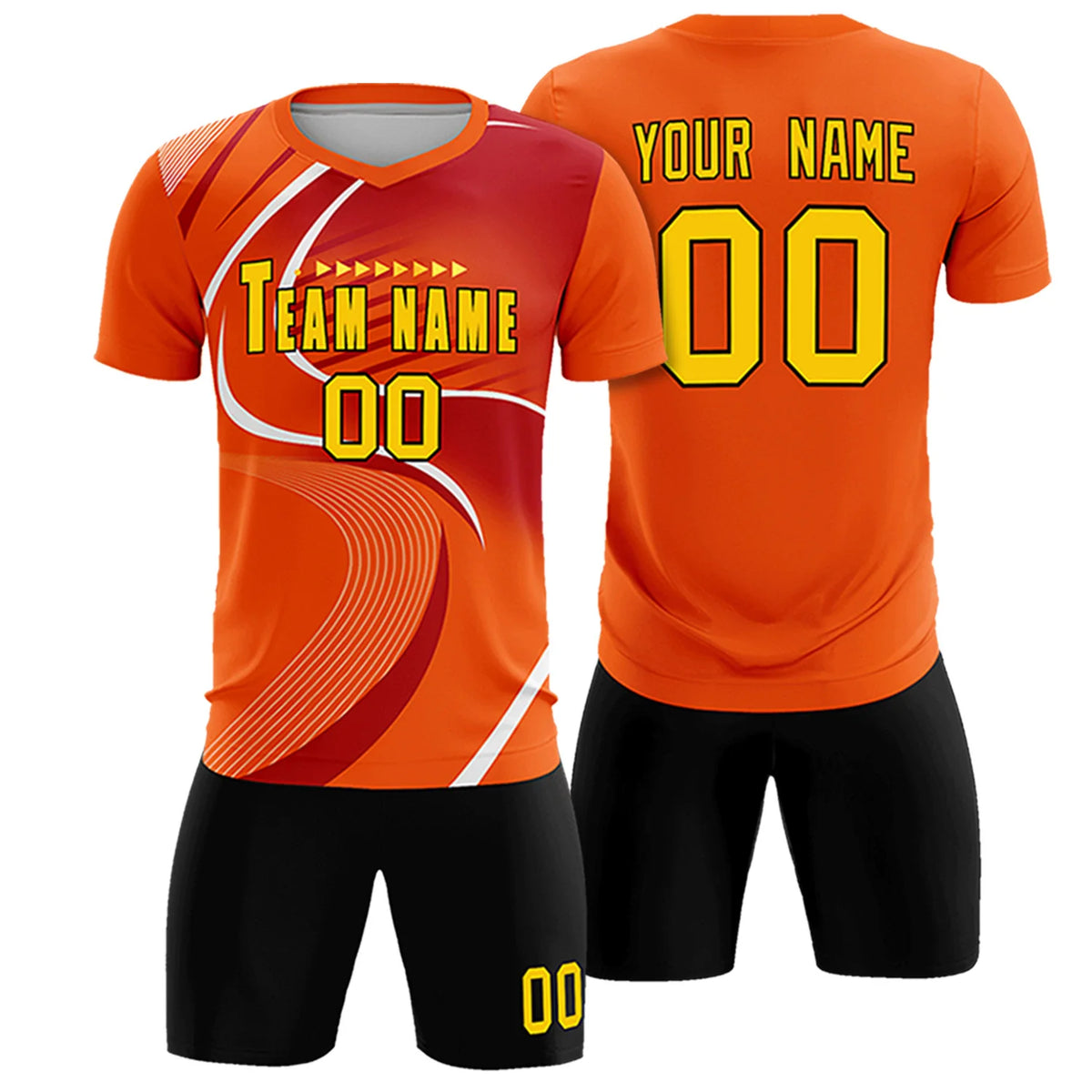 Custom Orange White-Red Casual Printing Sportswear Soccer Sets Jersey