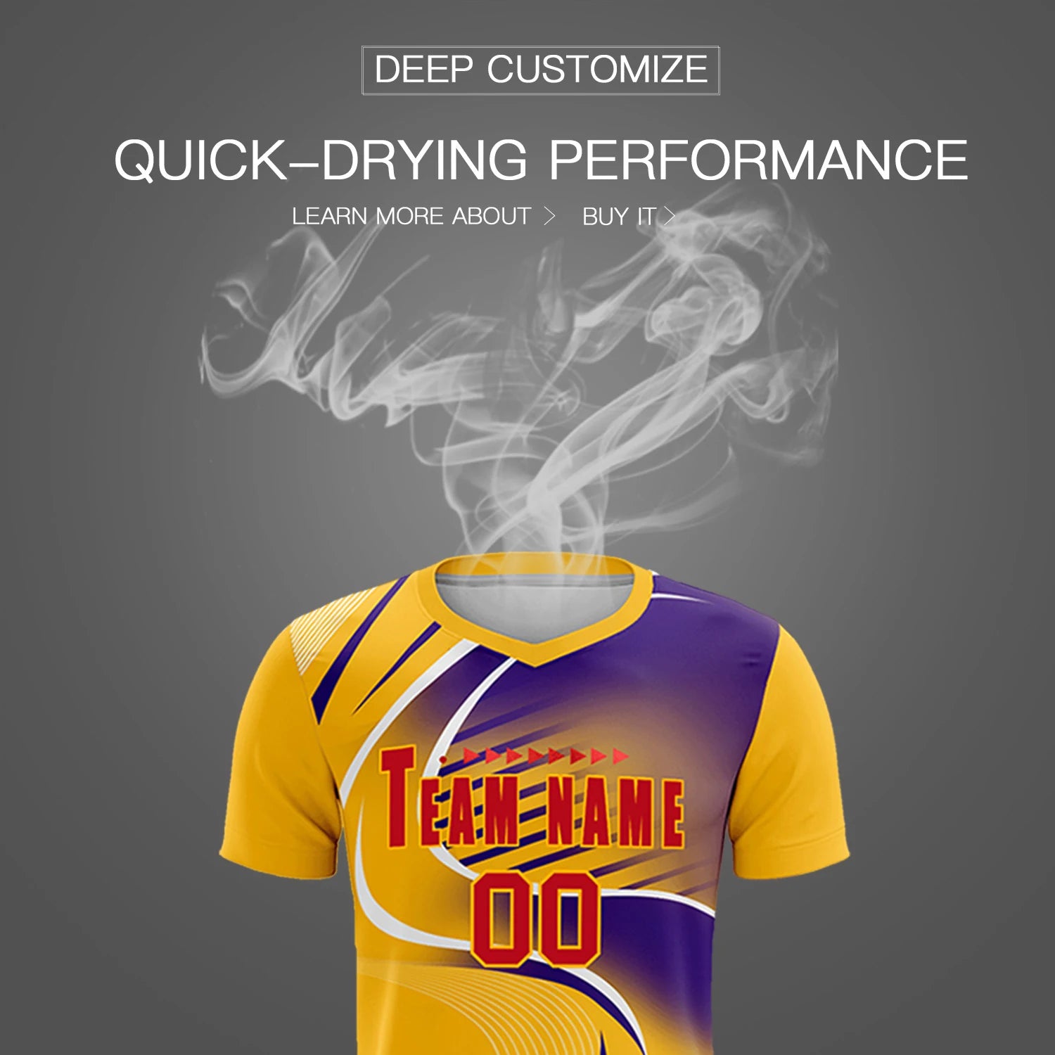 Custom Yellow White-Purple Casual Printing Sportswear Soccer Sets Jersey