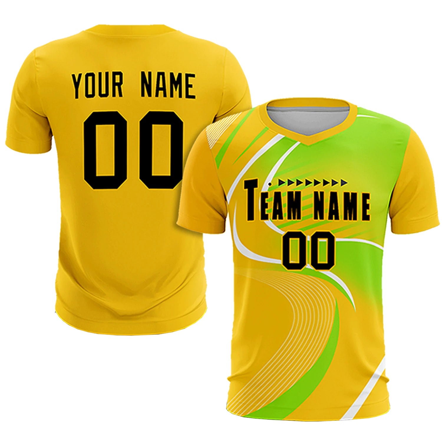 Custom Gold01 White-Neon Green Casual Printing Sportswear Soccer Sets Jersey