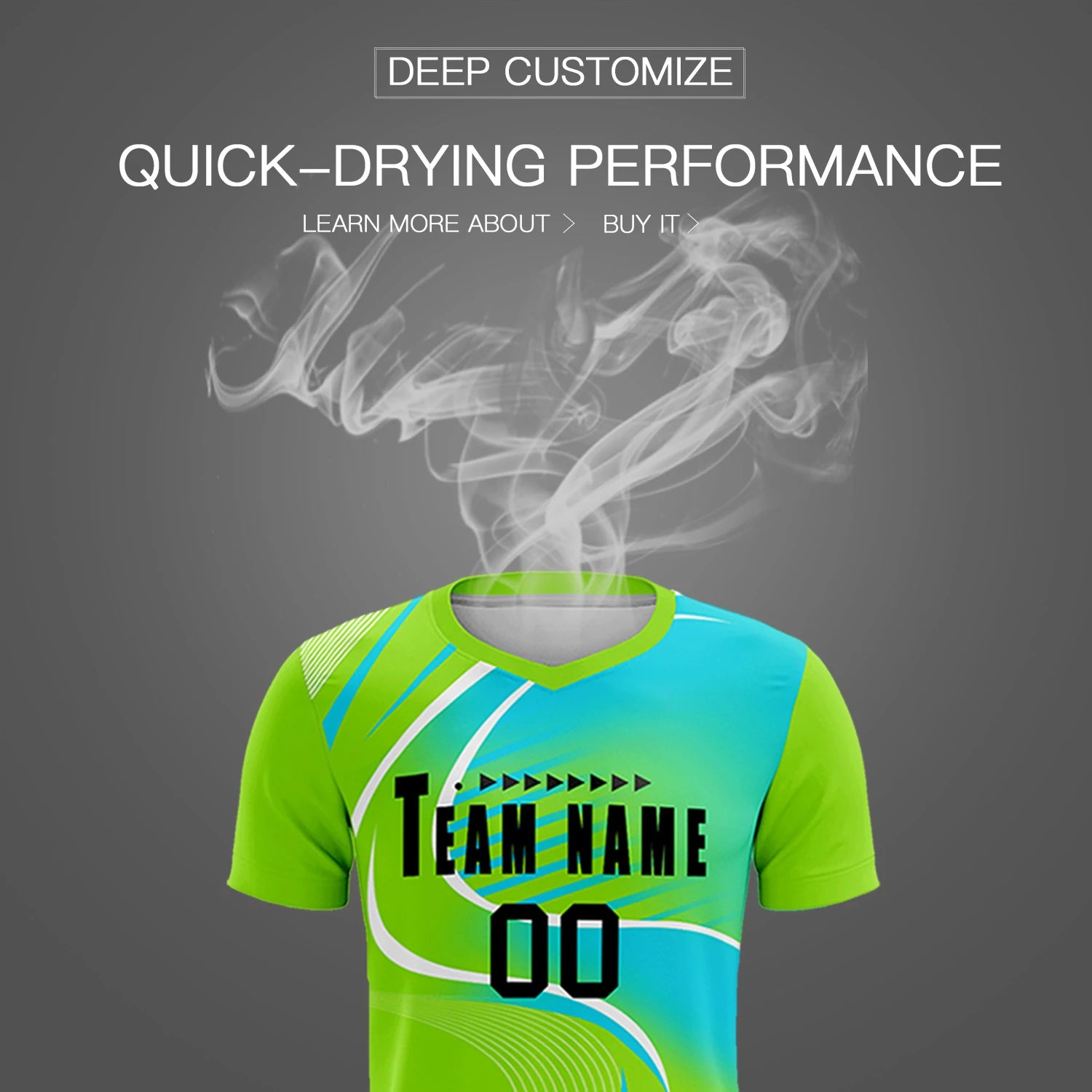 Custom Neon Green White-Sky Blue Casual Printing Sportswear Soccer Sets Jersey