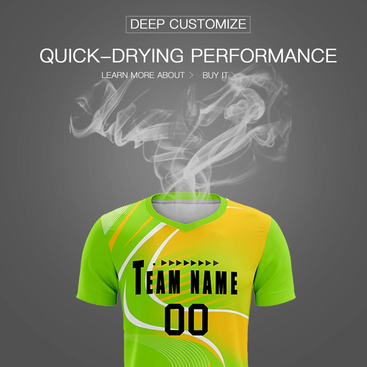 Custom Neon Green White-Gold01 Casual Printing Sportswear Soccer Sets Jersey