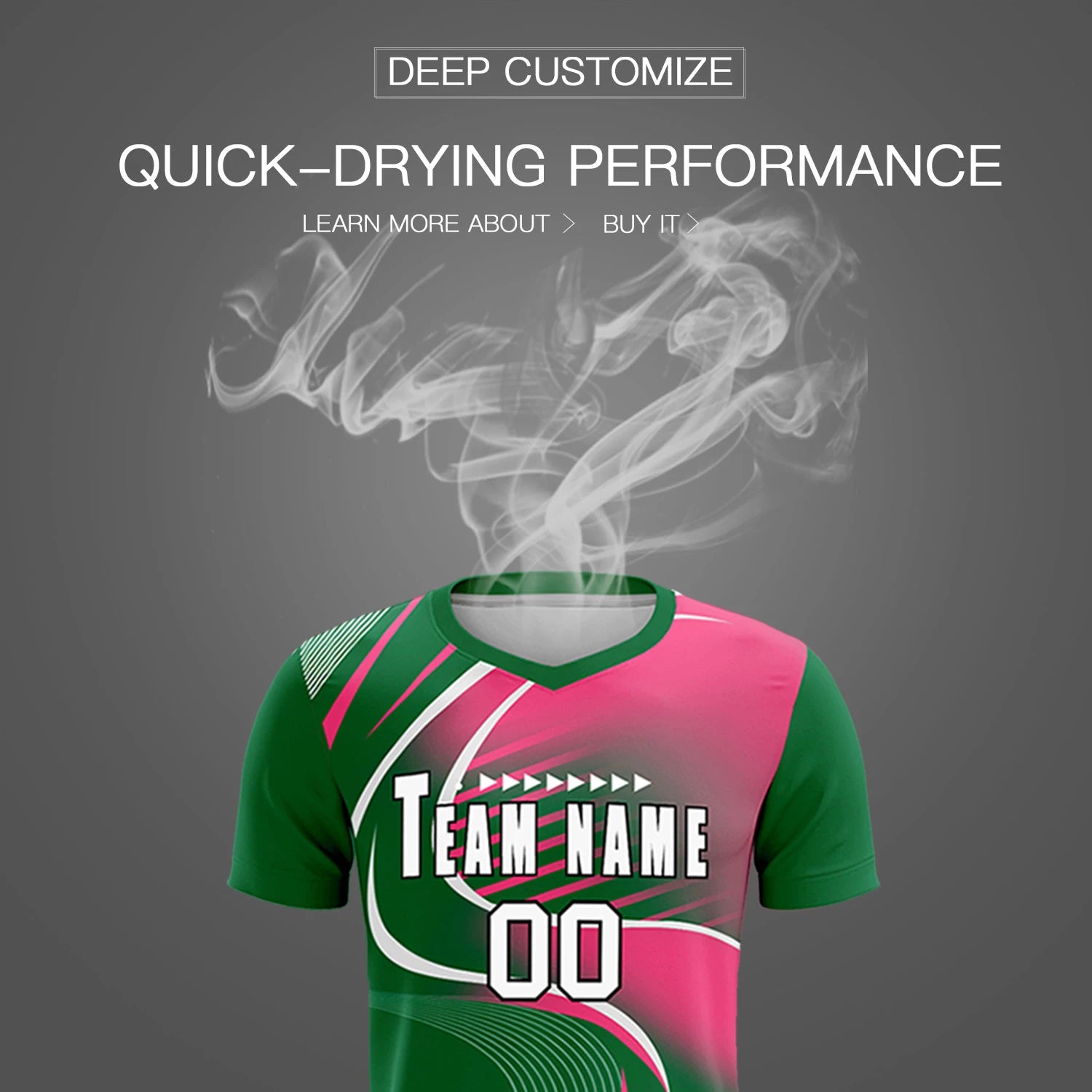 Custom Kelly Green White-Pink Casual Printing Sportswear Soccer Sets Jersey