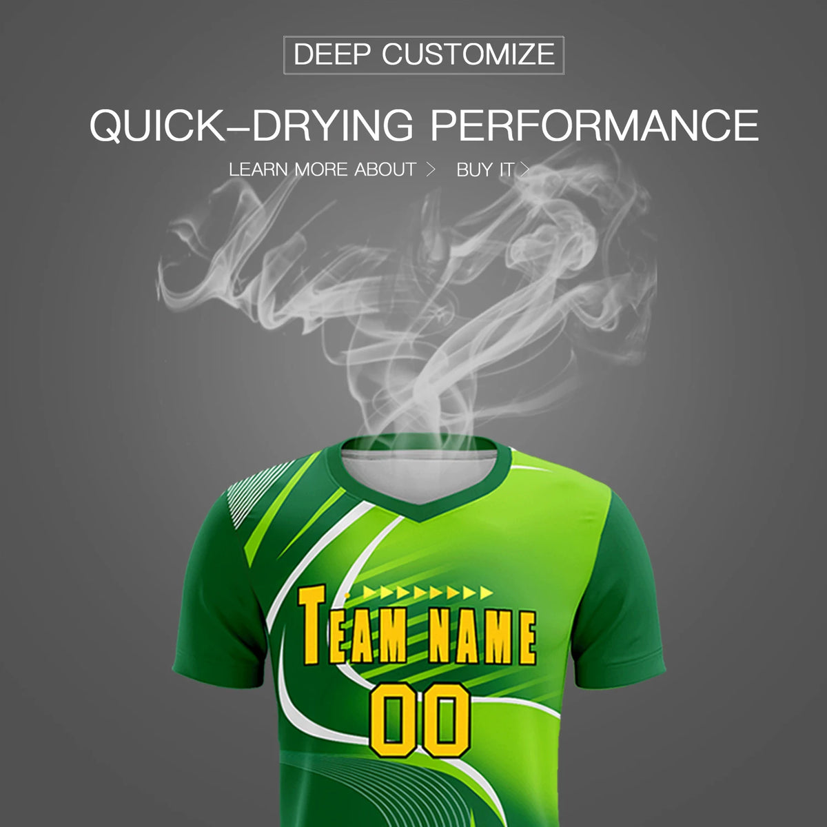 Custom Kelly Green White-Neon Green Casual Printing Sportswear Soccer Sets Jersey