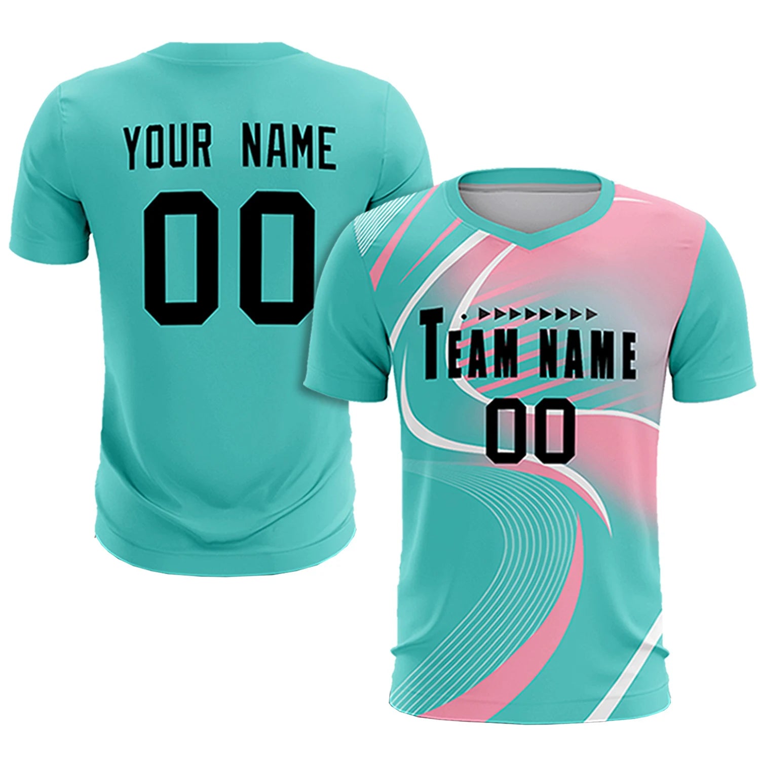 Custom Bright Green White-Pink Casual Printing Sportswear Soccer Sets Jersey