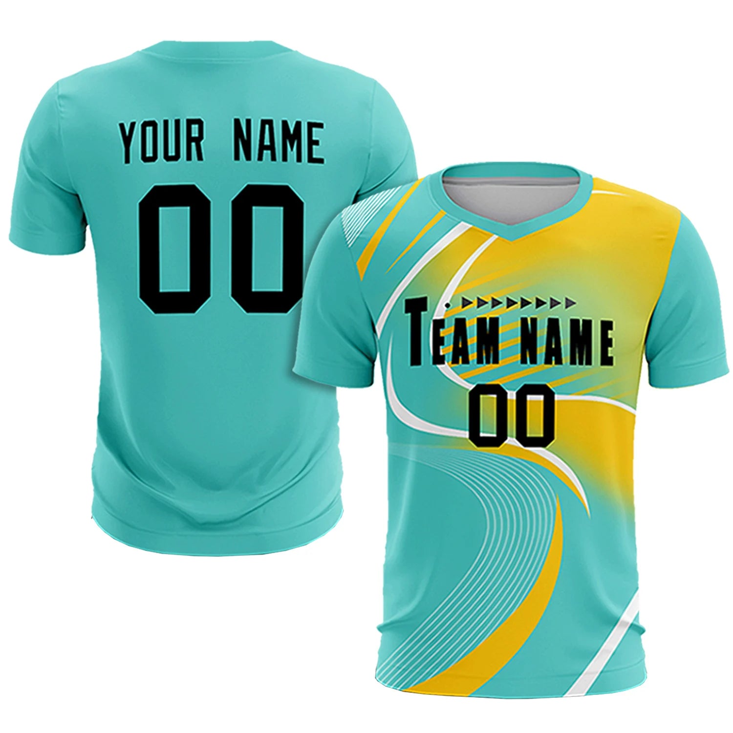 Custom Bright Green White-Gold01 Casual Printing Sportswear Soccer Sets Jersey