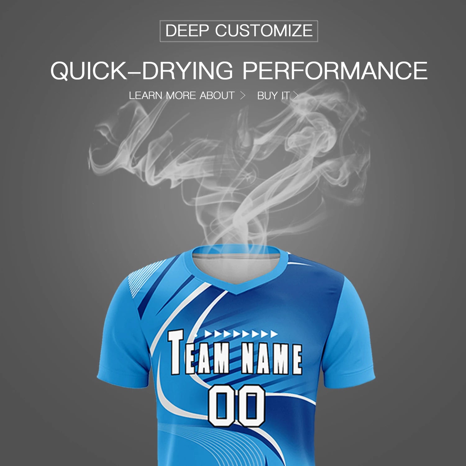 Custom Powder Blue White-Navy Casual Printing Sportswear Soccer Sets Jersey