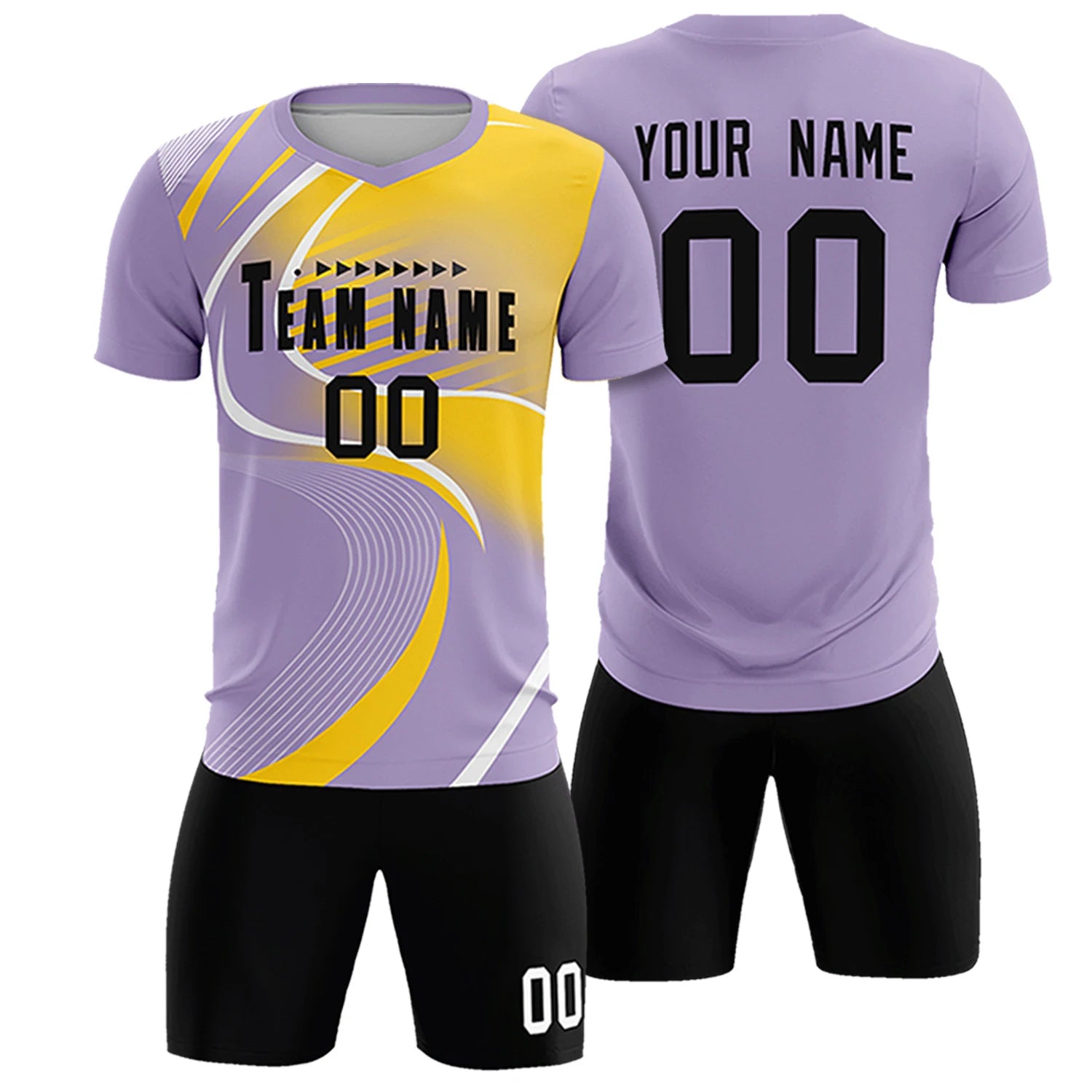 Custom Light Purple White-Gold01 Casual Printing Sportswear Soccer Sets Jersey