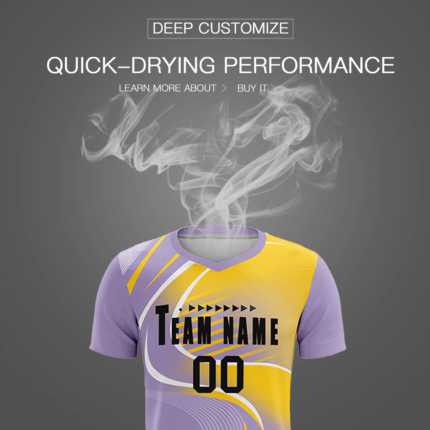 Custom Light Purple White-Gold01 Casual Printing Sportswear Soccer Sets Jersey