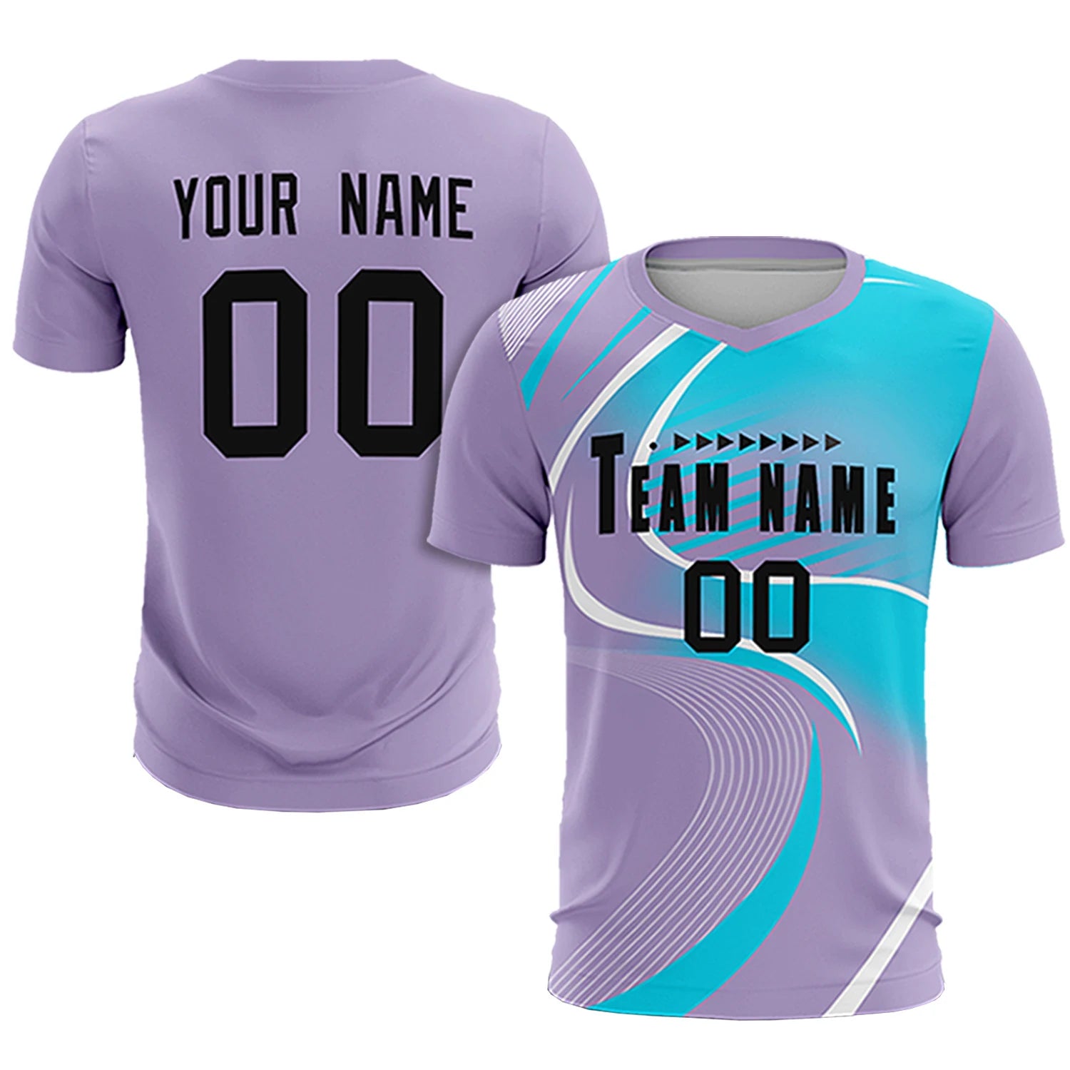 Custom Light Purple White-Sky Blue Casual Printing Sportswear Soccer Sets Jersey