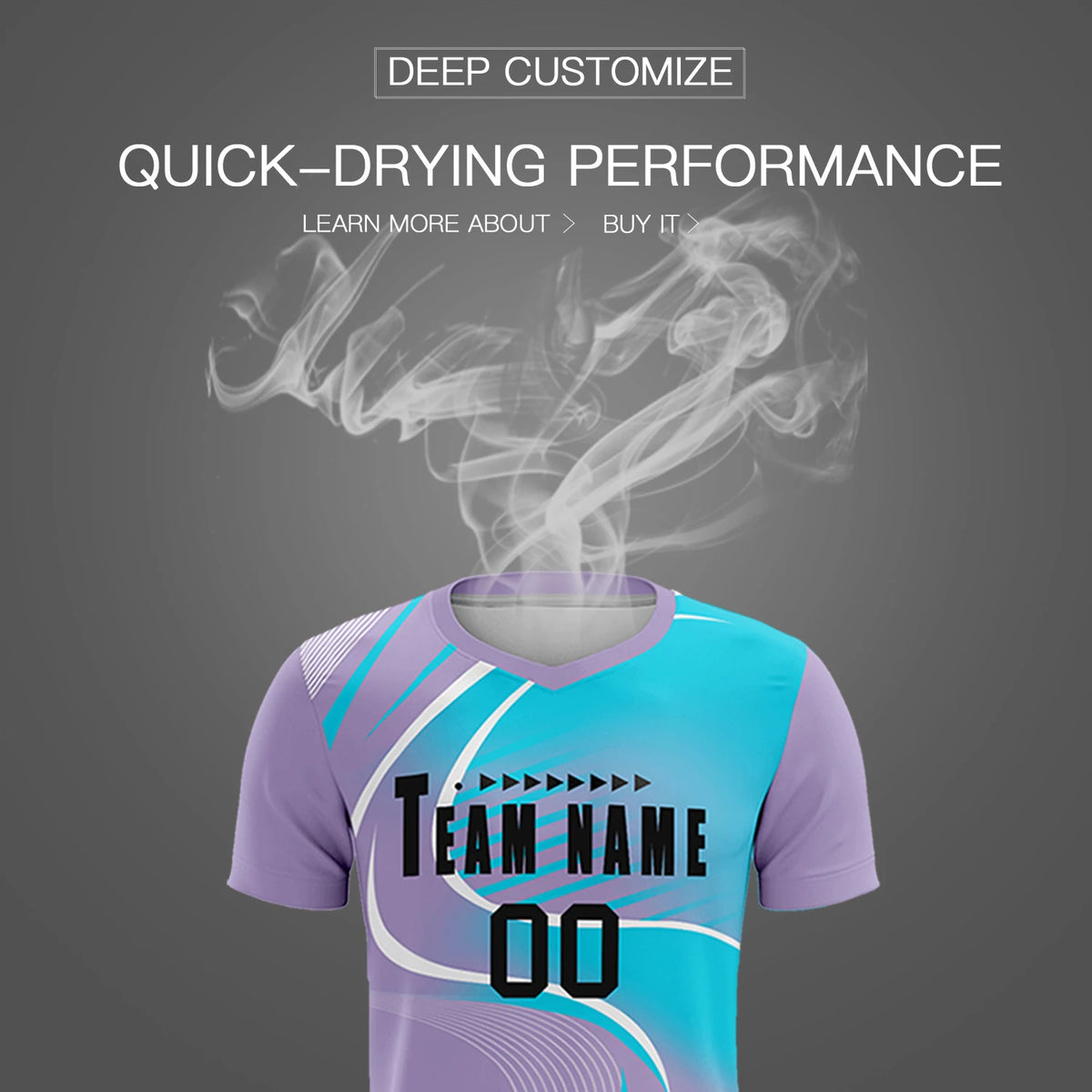 Custom Light Purple White-Sky Blue Casual Printing Sportswear Soccer Sets Jersey