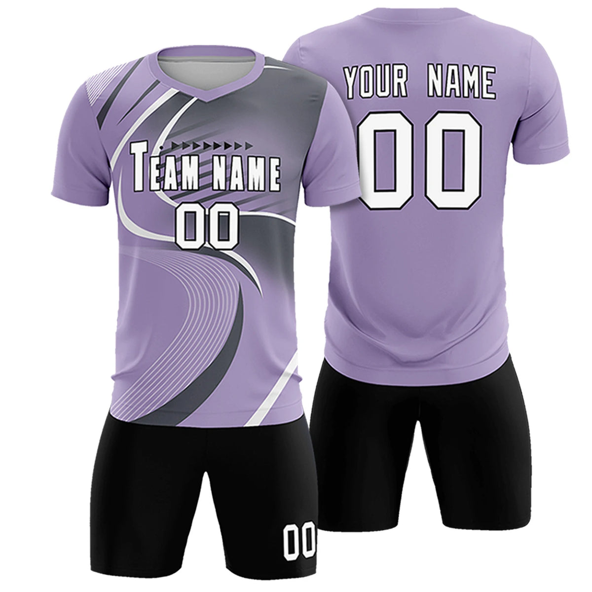 Custom Light Purple White-Gray Casual Printing Sportswear Soccer Sets Jersey
