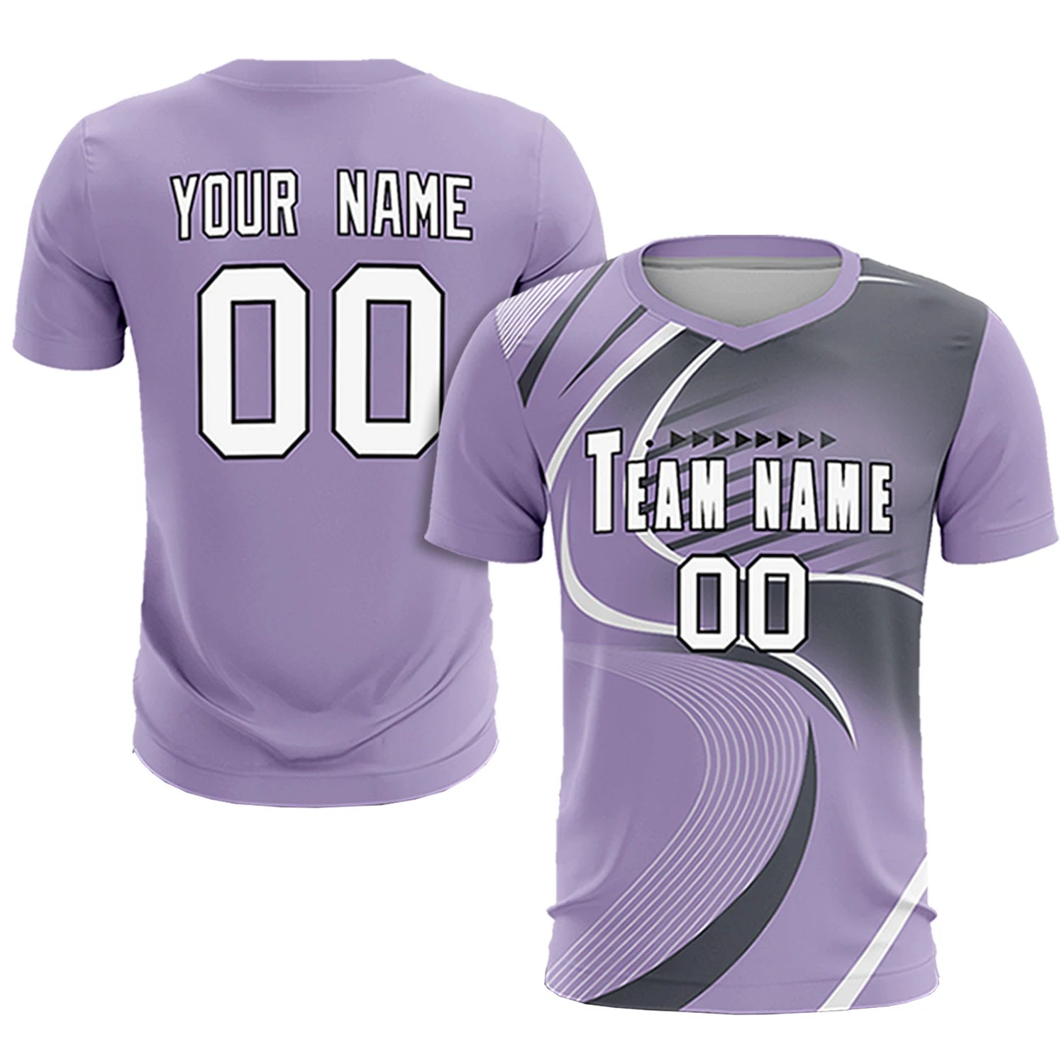 Custom Light Purple White-Gray Casual Printing Sportswear Soccer Sets Jersey