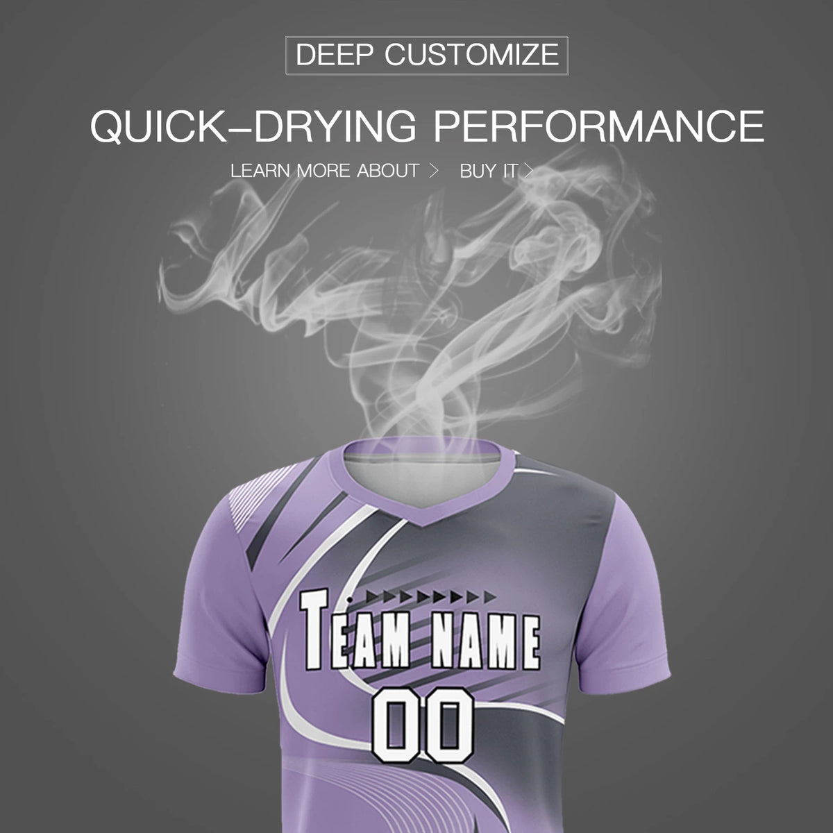 Custom Light Purple White-Gray Casual Printing Sportswear Soccer Sets Jersey