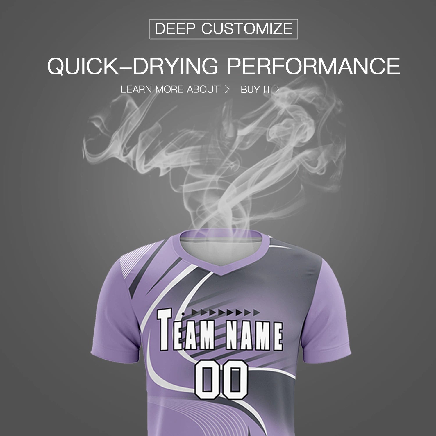 Custom Light Purple White-Gray Casual Printing Sportswear Soccer Sets Jersey