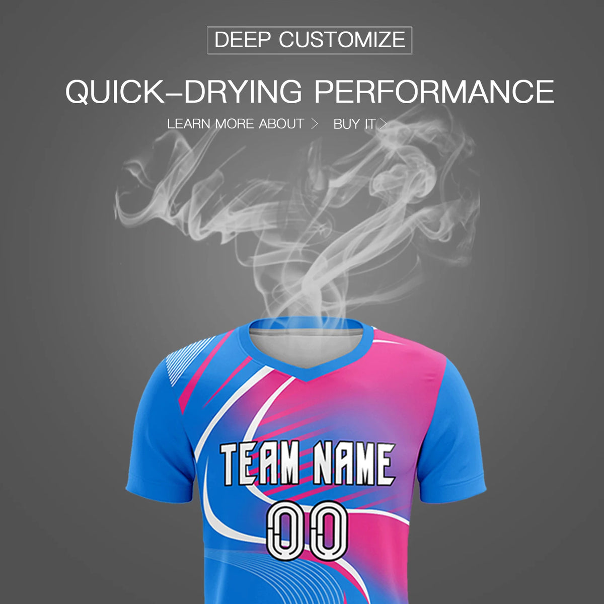 Custom Powder Blue White-Pink Casual Printing Sportswear Soccer Sets Jersey