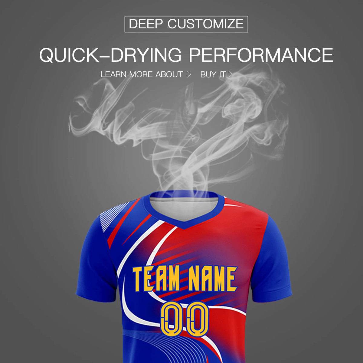 Custom Royal Blue White-Red Casual Printing Sportswear Soccer Sets Jersey