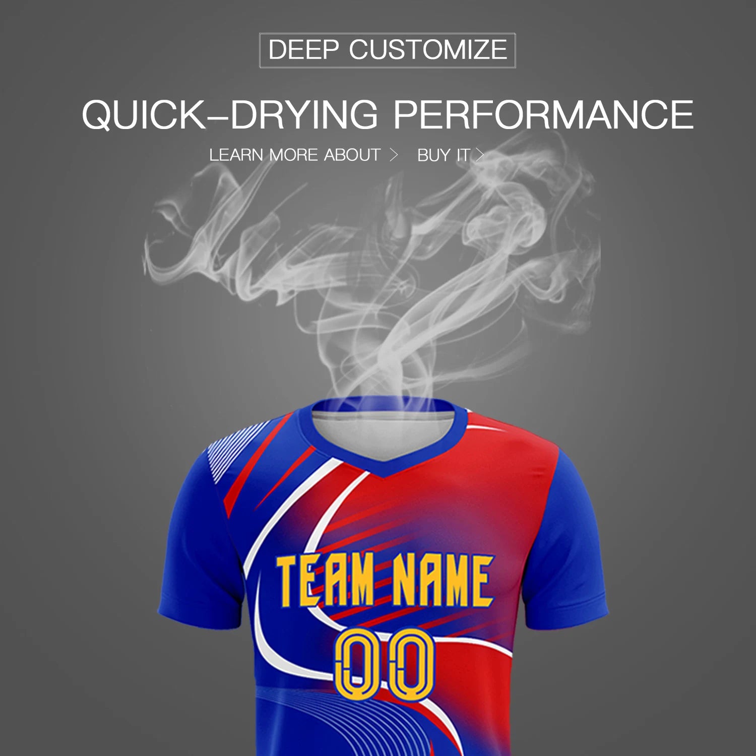 Custom Royal Blue White-Red Casual Printing Sportswear Soccer Sets Jersey