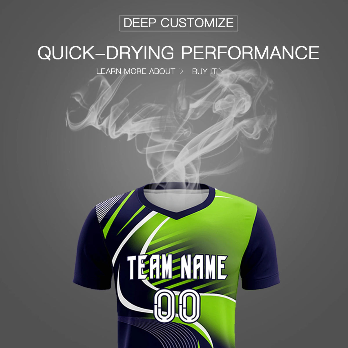 Custom Navy White-Neon Green Casual Printing Sportswear Soccer Sets Jersey