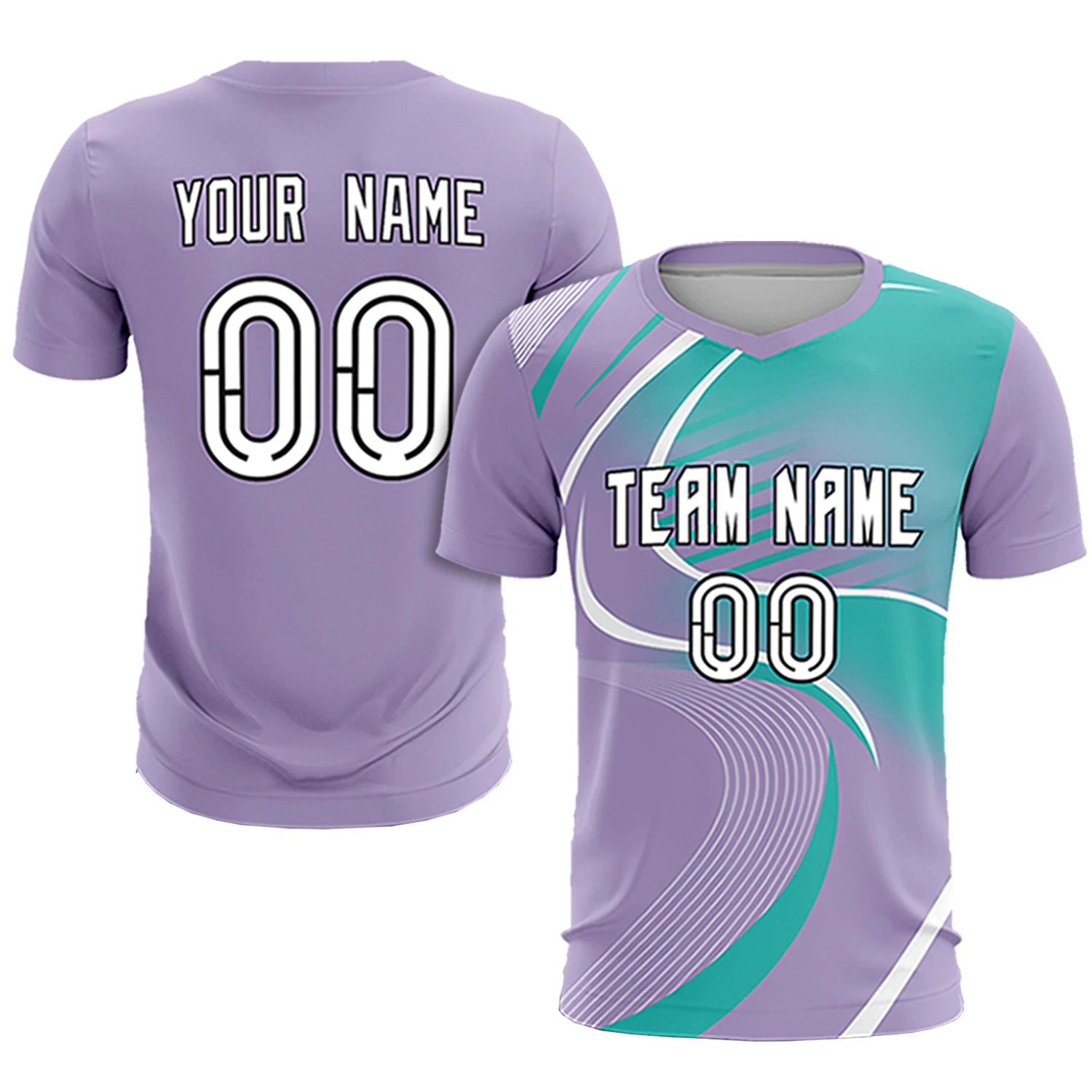 Custom Light Purple White-Bright Green Casual Printing Sportswear Soccer Sets Jersey