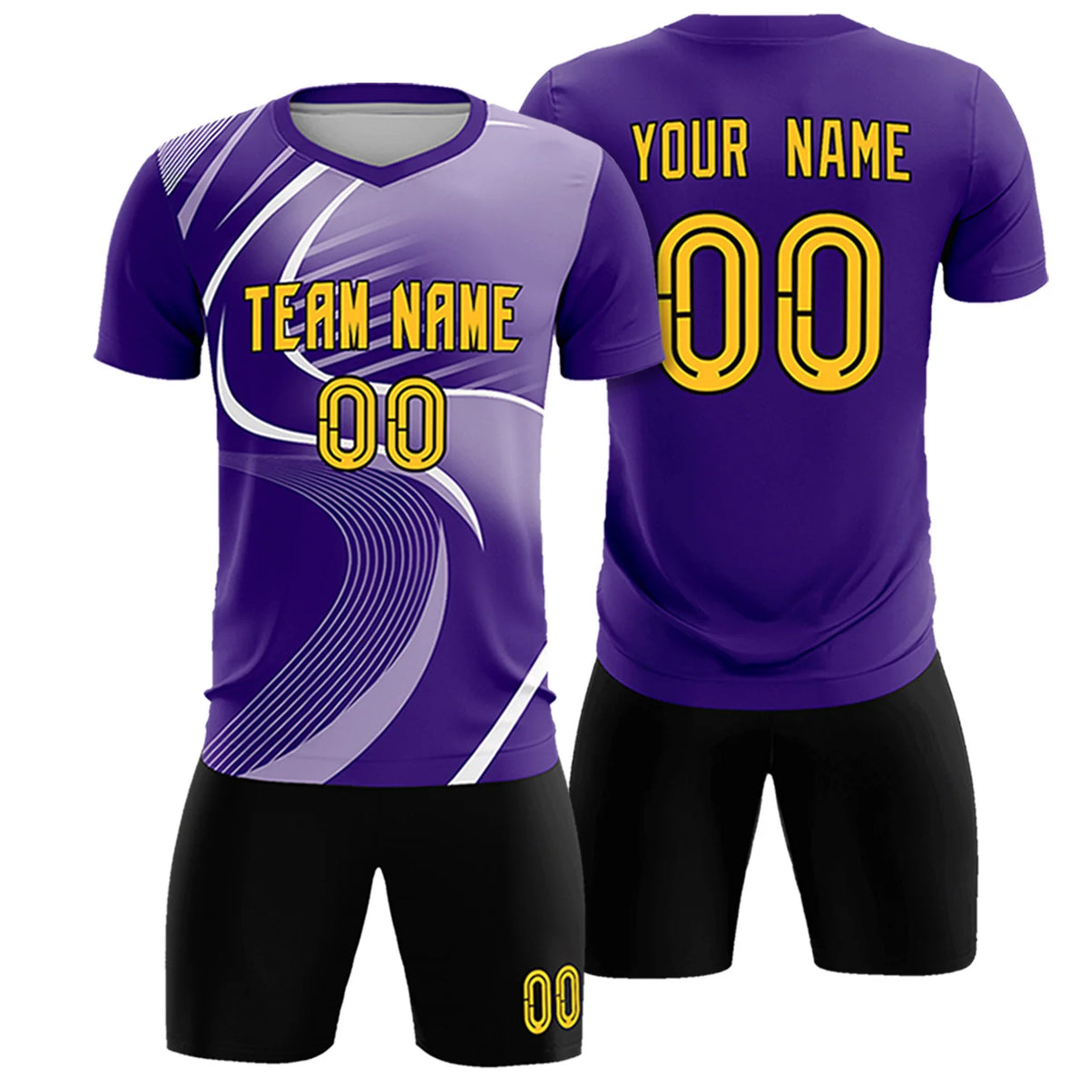 Custom Purple White-Light Purple Casual Printing Sportswear Soccer Sets Jersey