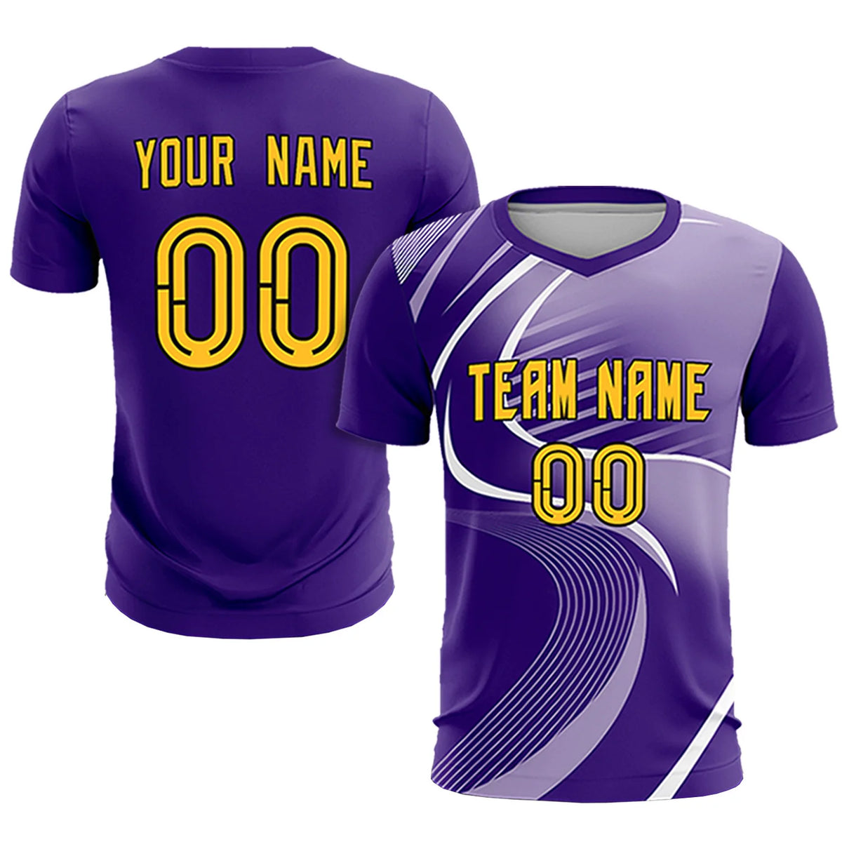 Custom Purple White-Light Purple Casual Printing Sportswear Soccer Sets Jersey