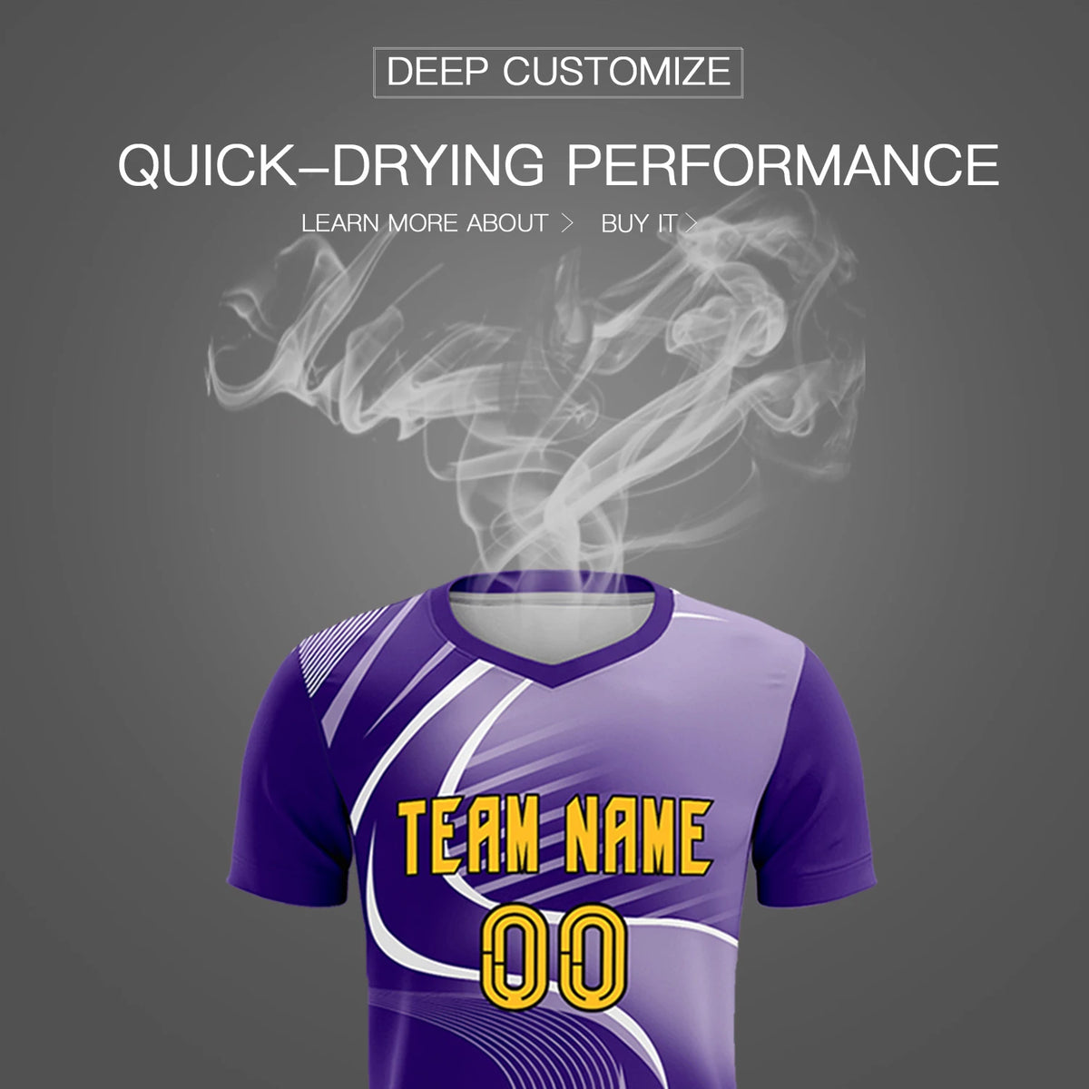 Custom Purple White-Light Purple Casual Printing Sportswear Soccer Sets Jersey