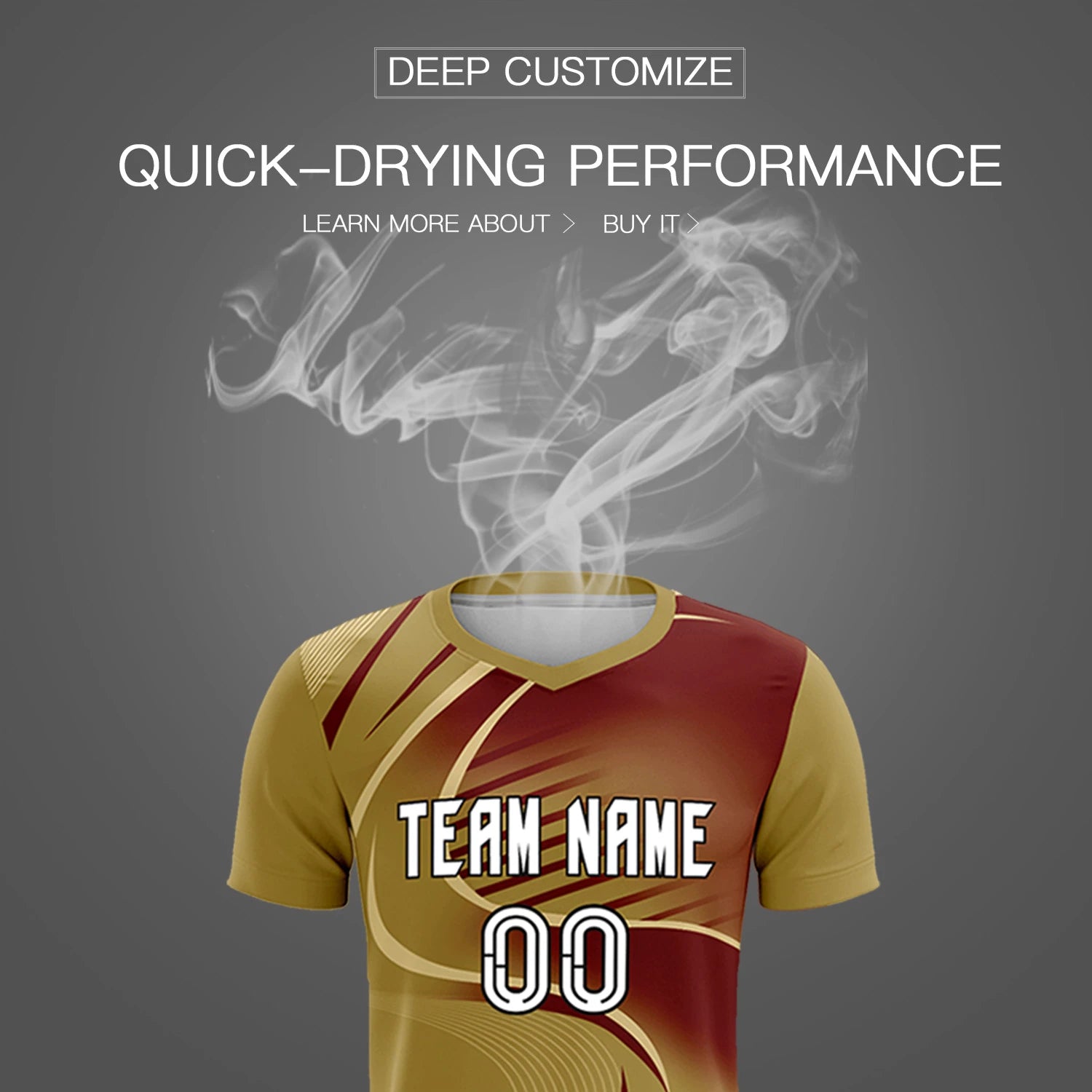 Custom Old Gold Khaki-Crimson Casual Printing Sportswear Soccer Sets Jersey