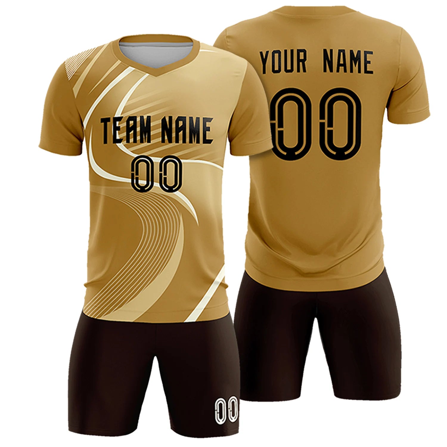 Custom Old Gold Khaki-Khaki Casual Printing Sportswear Soccer Sets Jersey