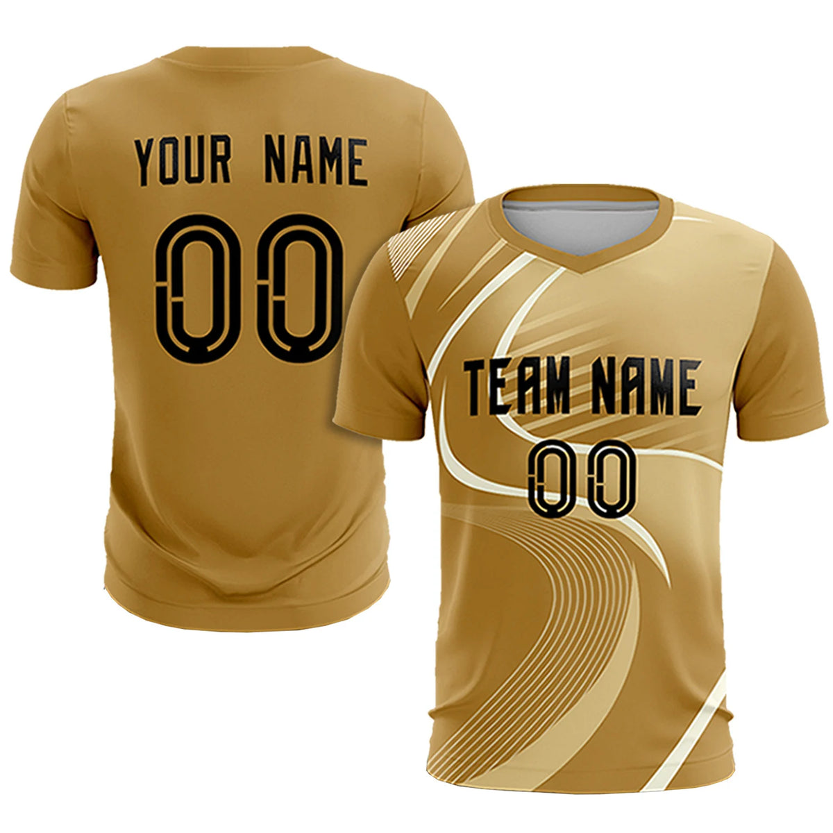 Custom Old Gold Khaki-Khaki Casual Printing Sportswear Soccer Sets Jersey